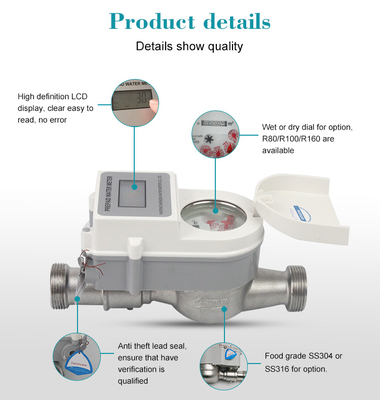 DN25 Intelligent Digital Prepaid Smart Water Meter with Flow